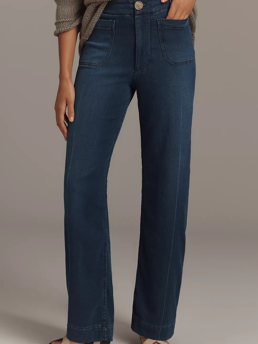 Colette Knit Full-Length Wide-Leg Jeans by Maeve